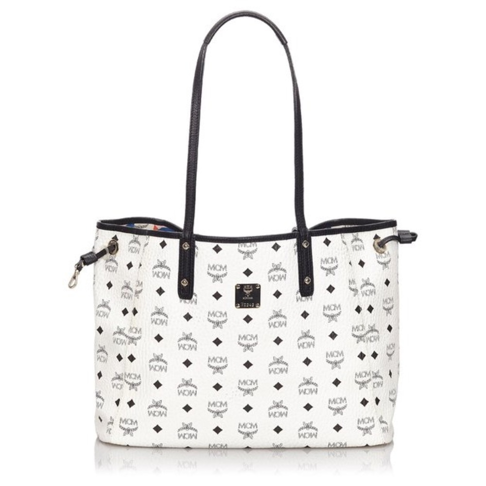 MCM Monogram White and Black Tote Bag